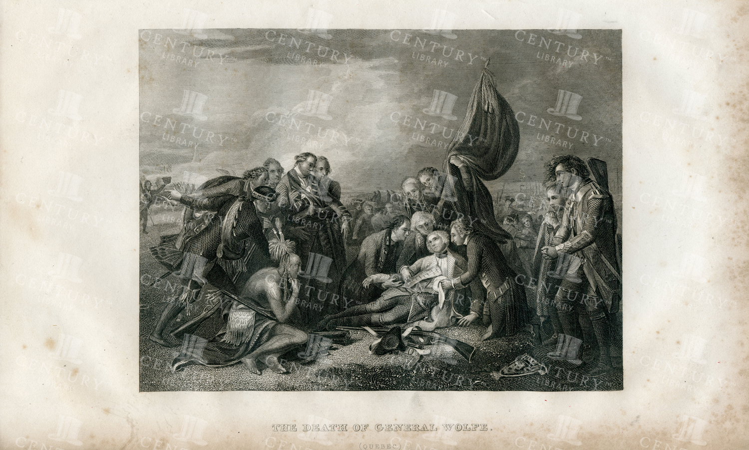 Vintage History Print Depicting The Death Of General Wolfe