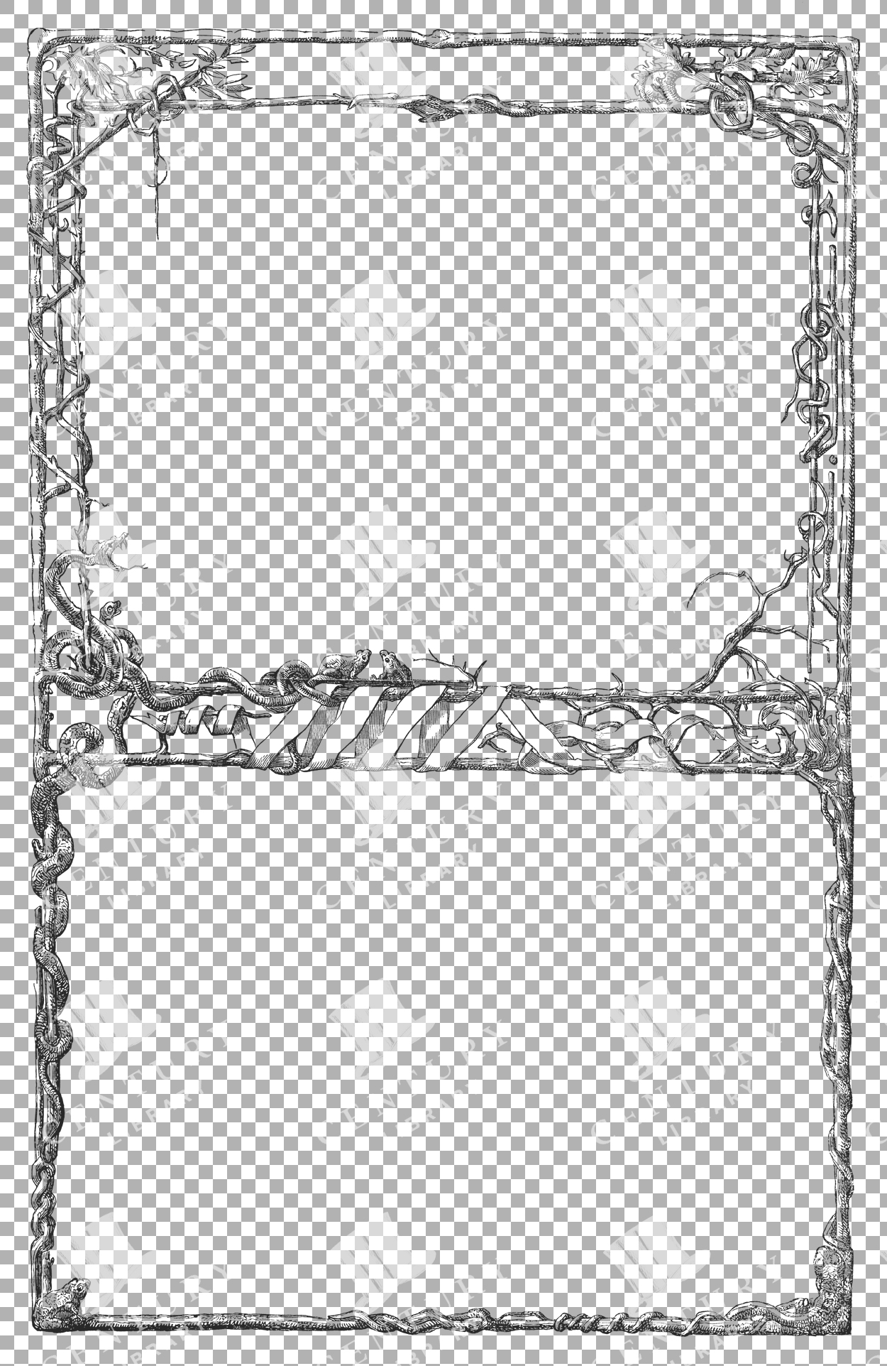 Decorative Vintage Frame With Scrollwork And Ribbon Motif