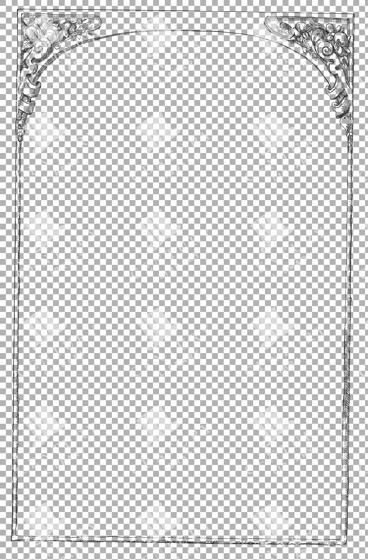 Vintage Border Line Art Illustration With Decorative Floral Corners