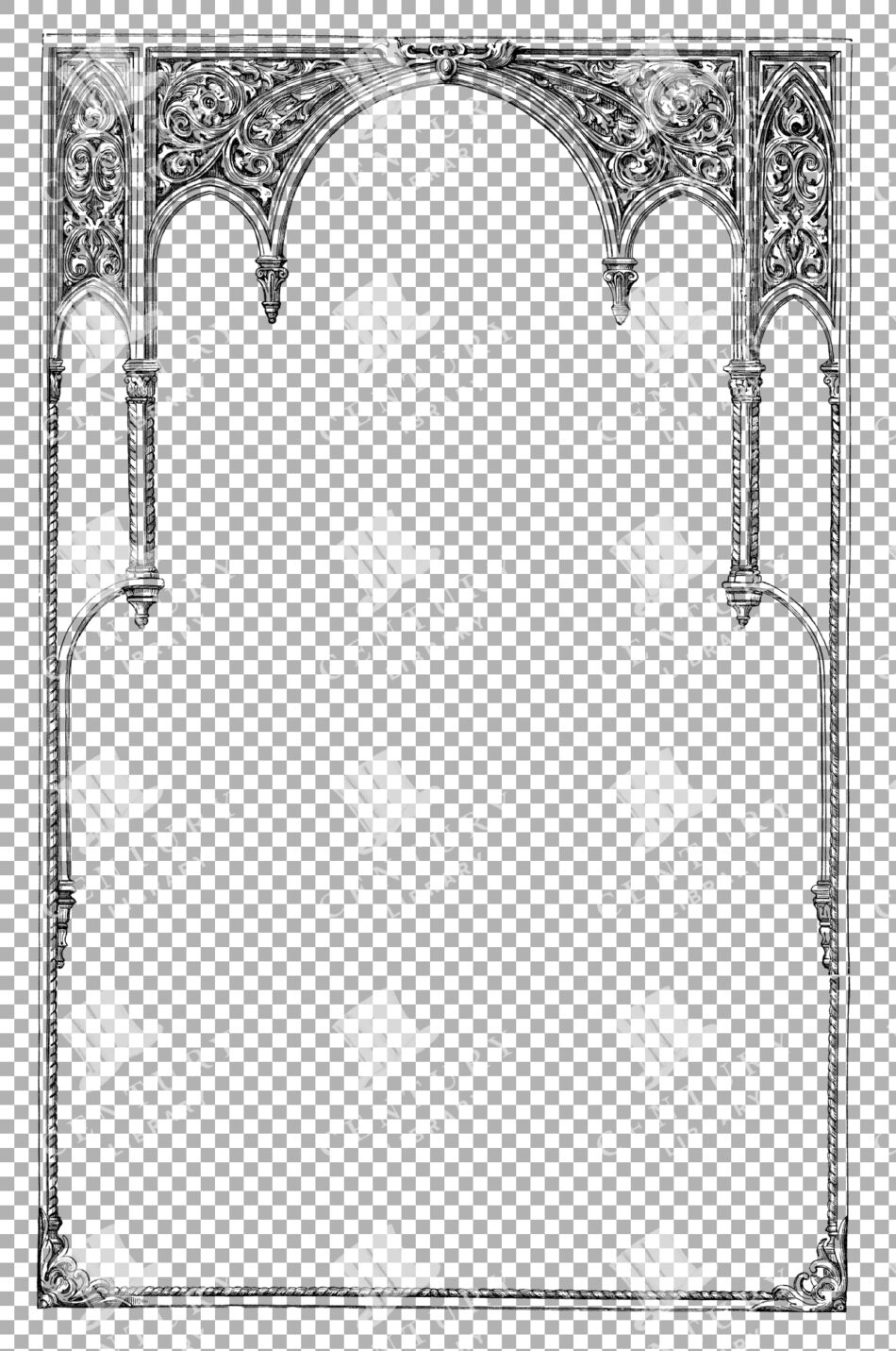 Gothic Architectural Line Art Frame With Ornate Detailing