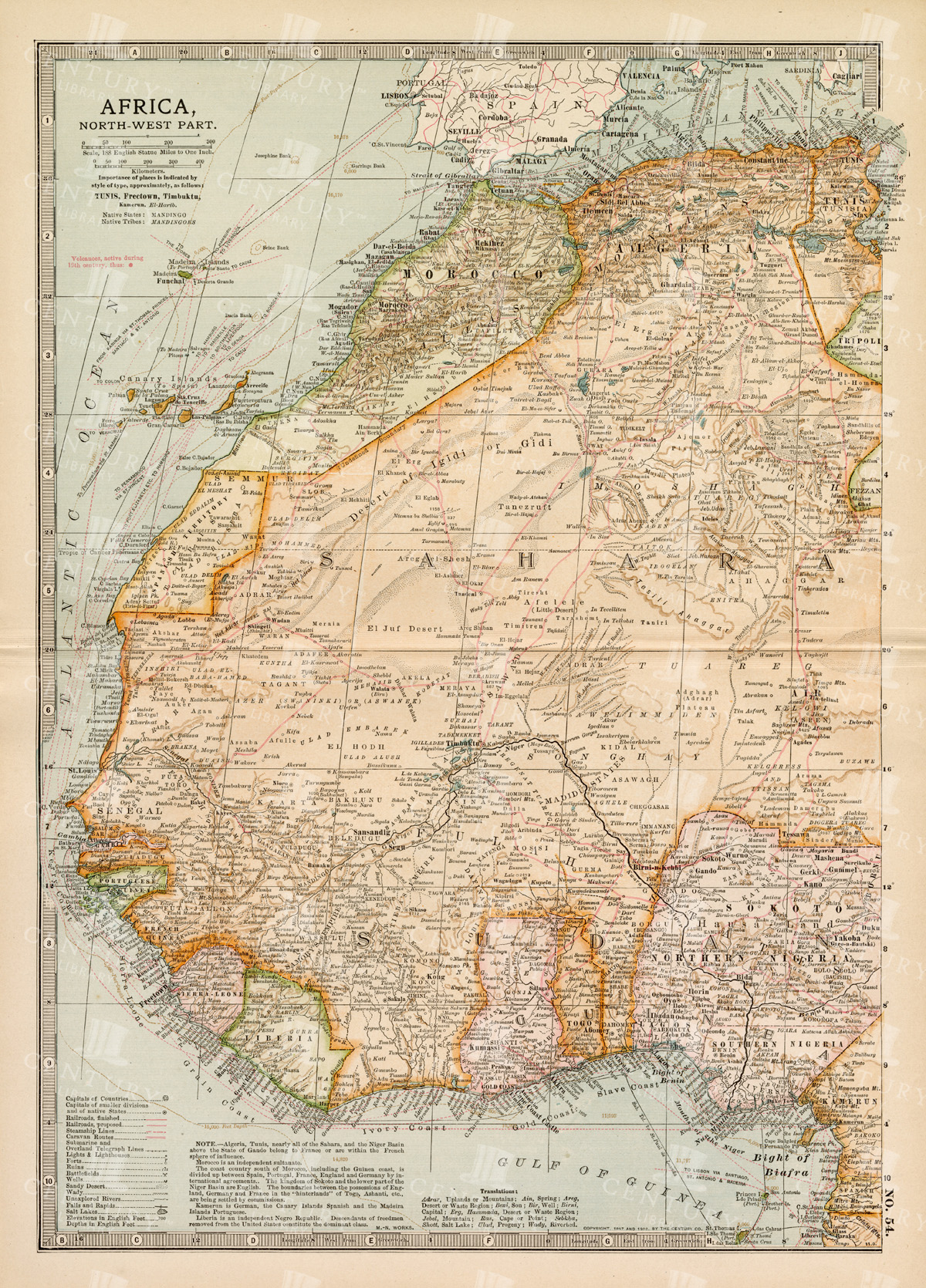 Antique 1800s Map Of North-west Africa Highlighting Morocco, Algeria, And Western Sahara - Vintage Historical Map