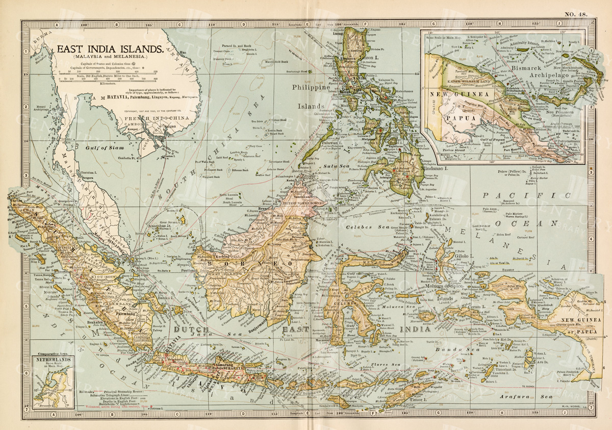 Detailed Historical Map Of The East India Islands Including Malaysia And The Philippines