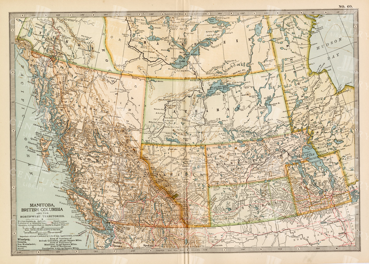 Historical Map Of Manitoba, British Columbia, And The Northwest Territories