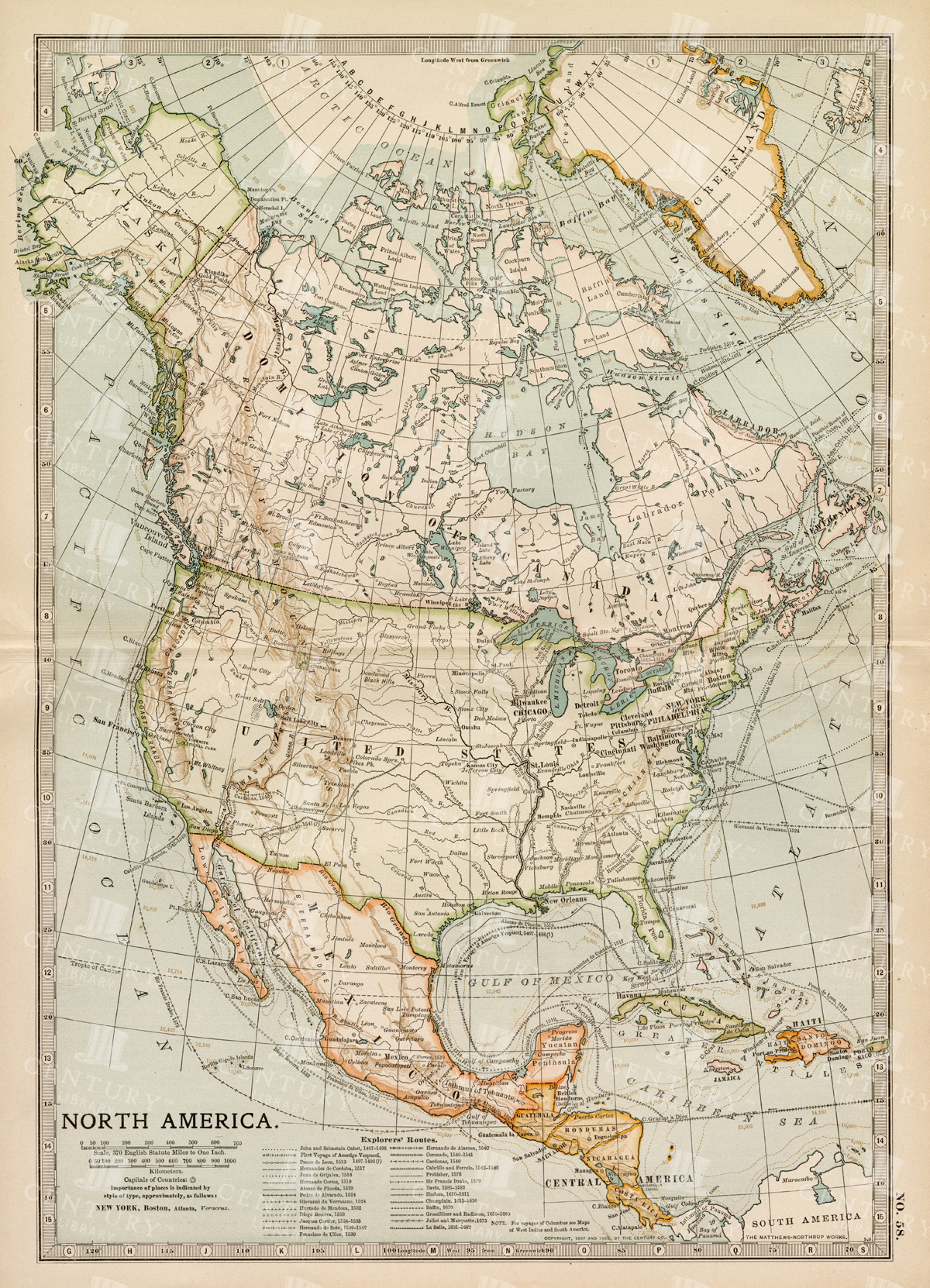 Vintage Map Of North America