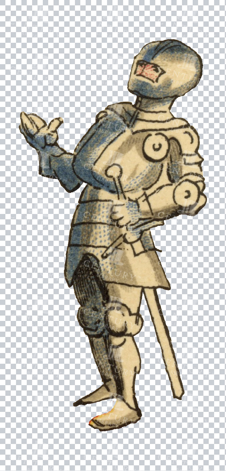 Vintage 1800s Heraldic Knight In Full Plate Armor Illustration