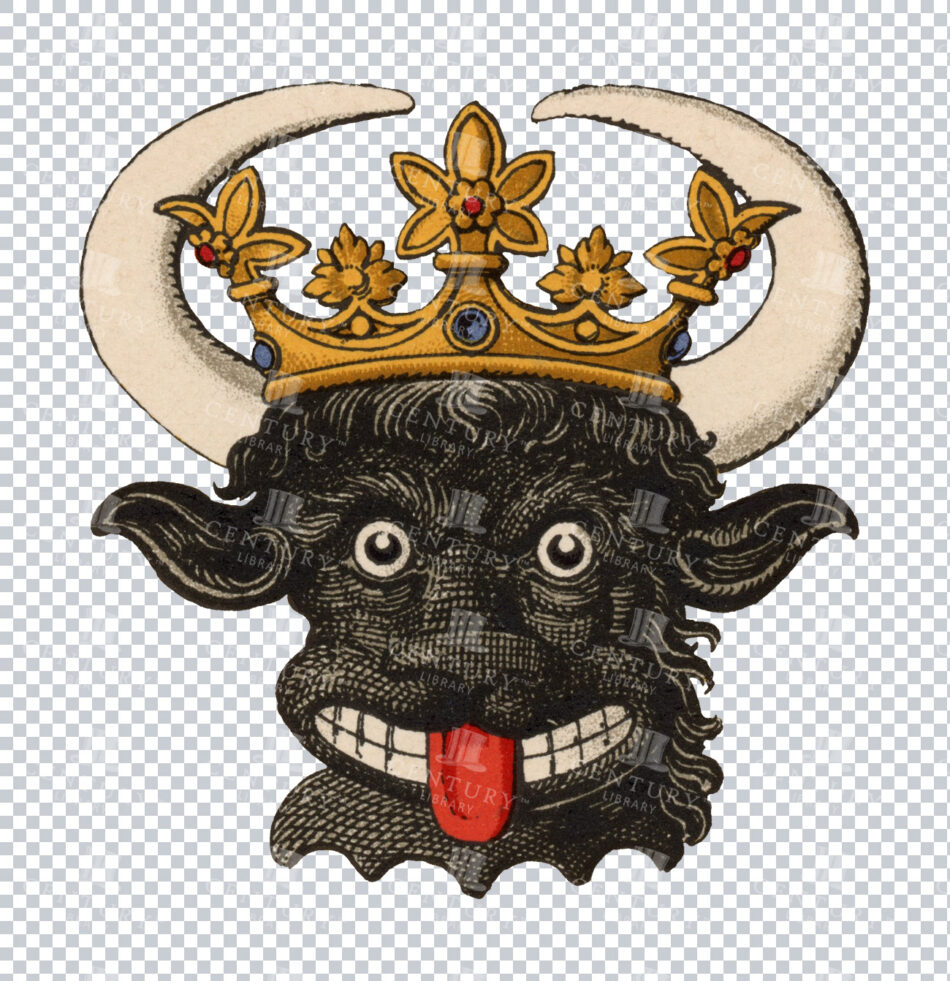 Crowned Bull Head With Horns