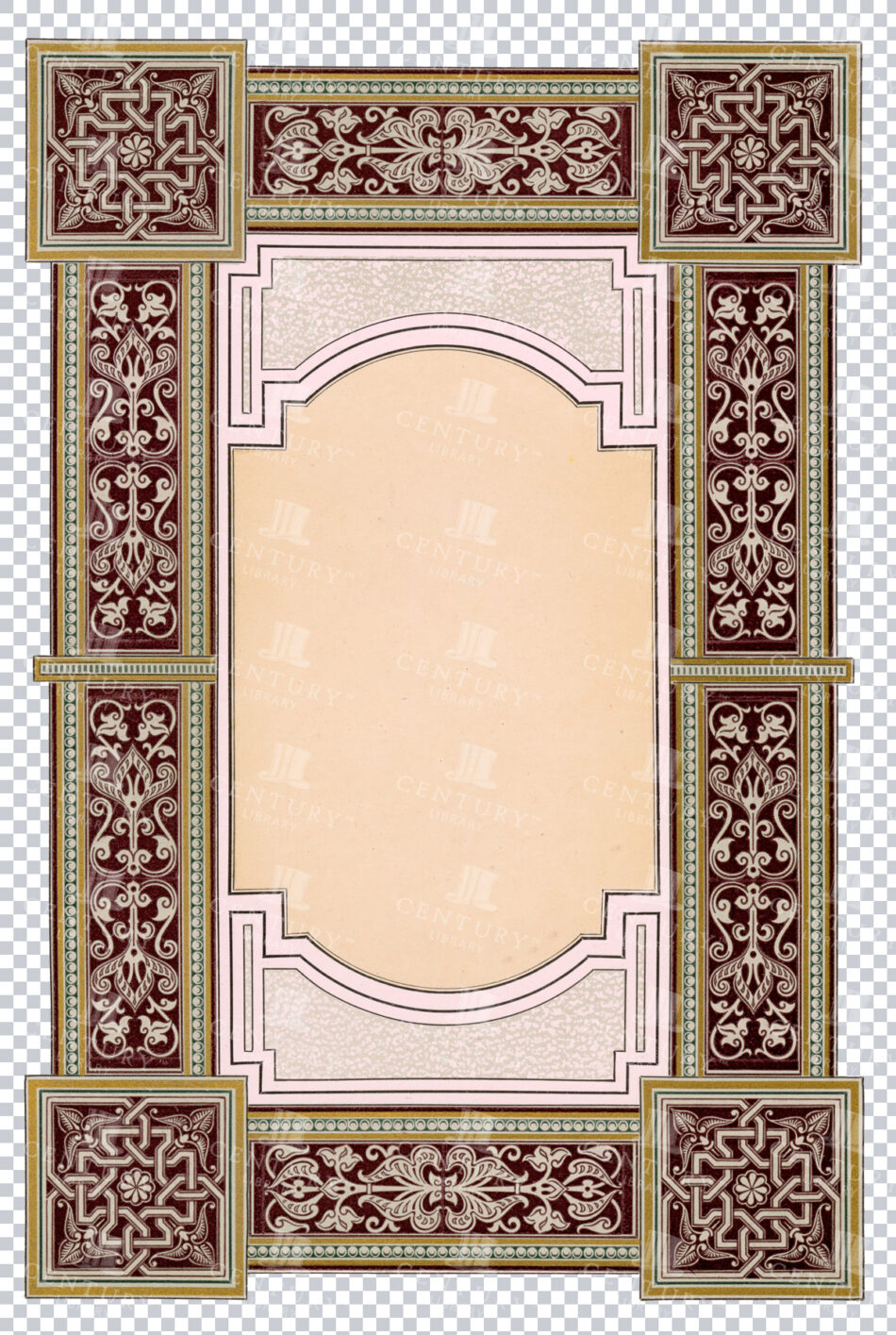 Intricate Decorative Frame With Brown And Red Geometric Motifs