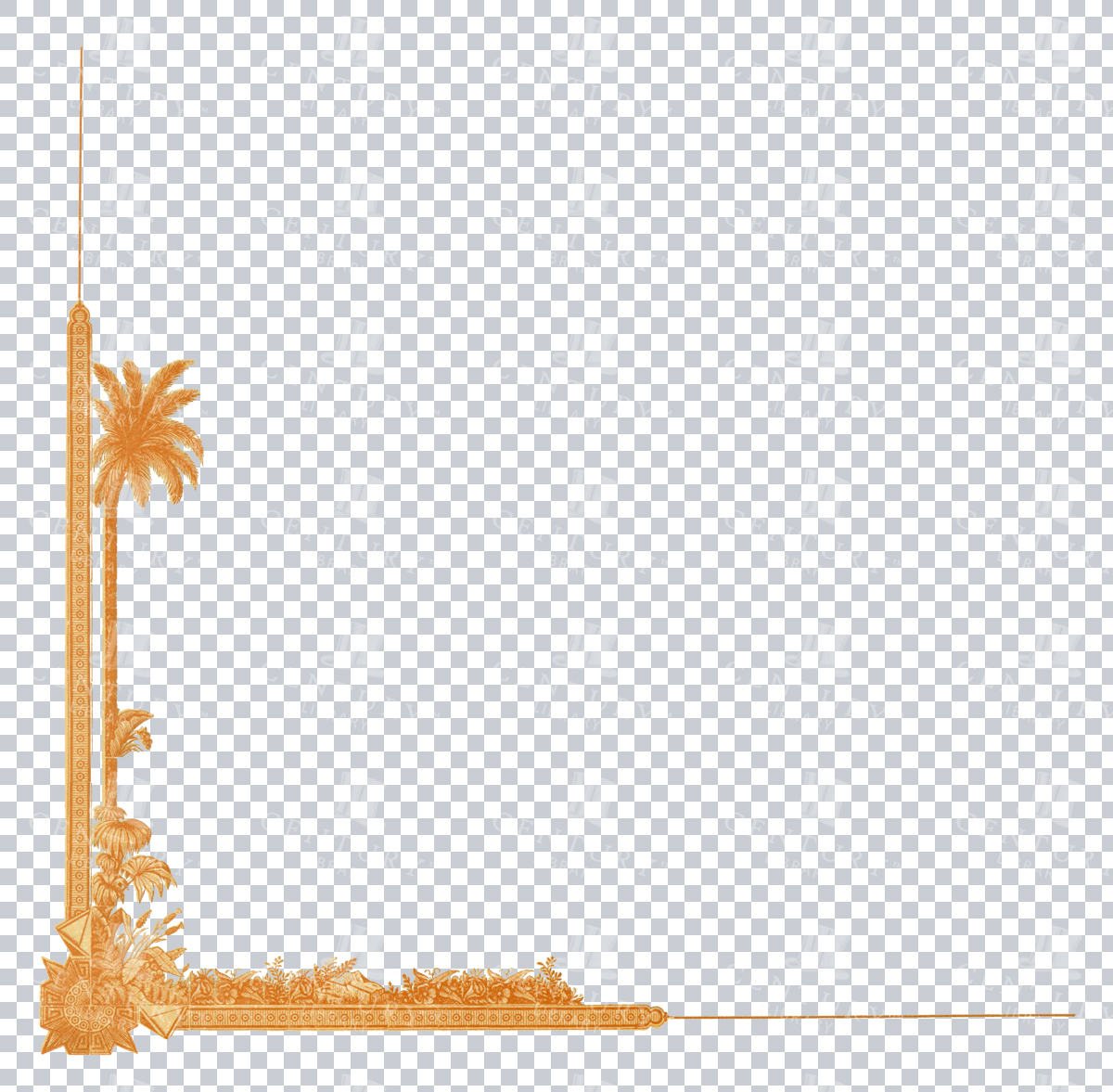 Vintage Ornate Corner Frame With Palm Trees And Decorative Borders