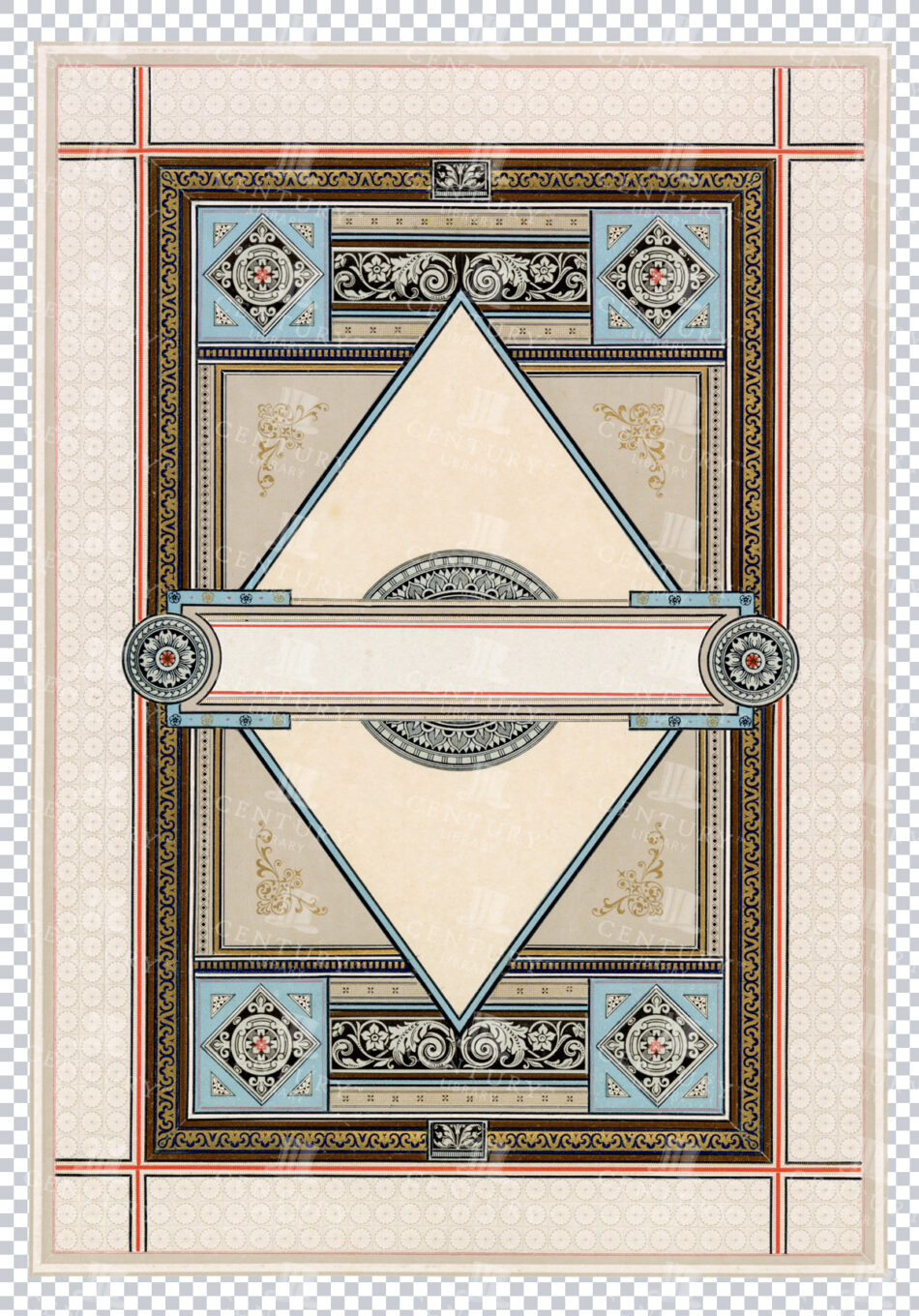 Vintage Ornate Frame With Colorful Border And Intricate Decorative Elements
