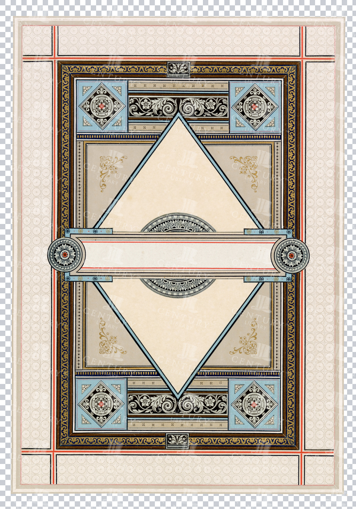 Vintage Ornate Frame With Colorful Border And Intricate Decorative Elements