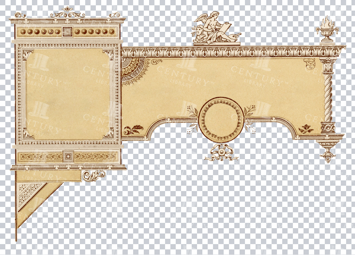 Classic Ornate Plaque Design With Cherubs And Decorative Elements