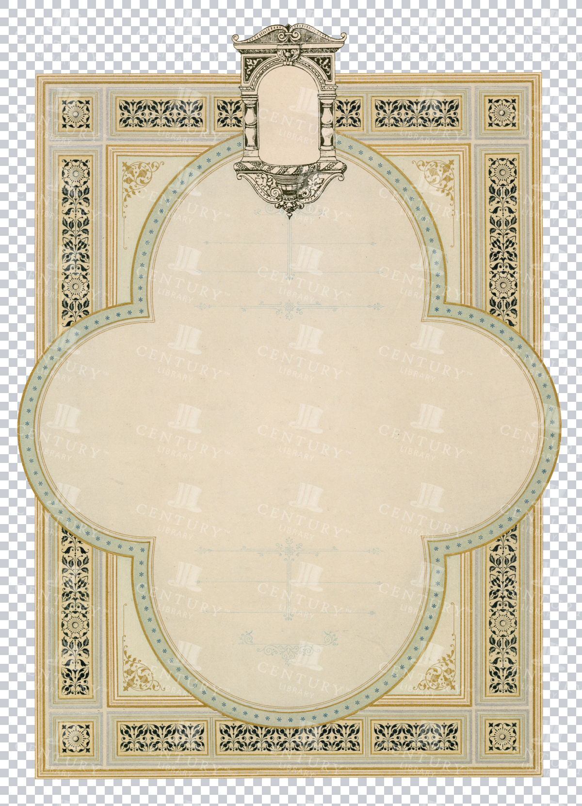 Circular Floral Frame With Vintage Victorian Decorative Patterns