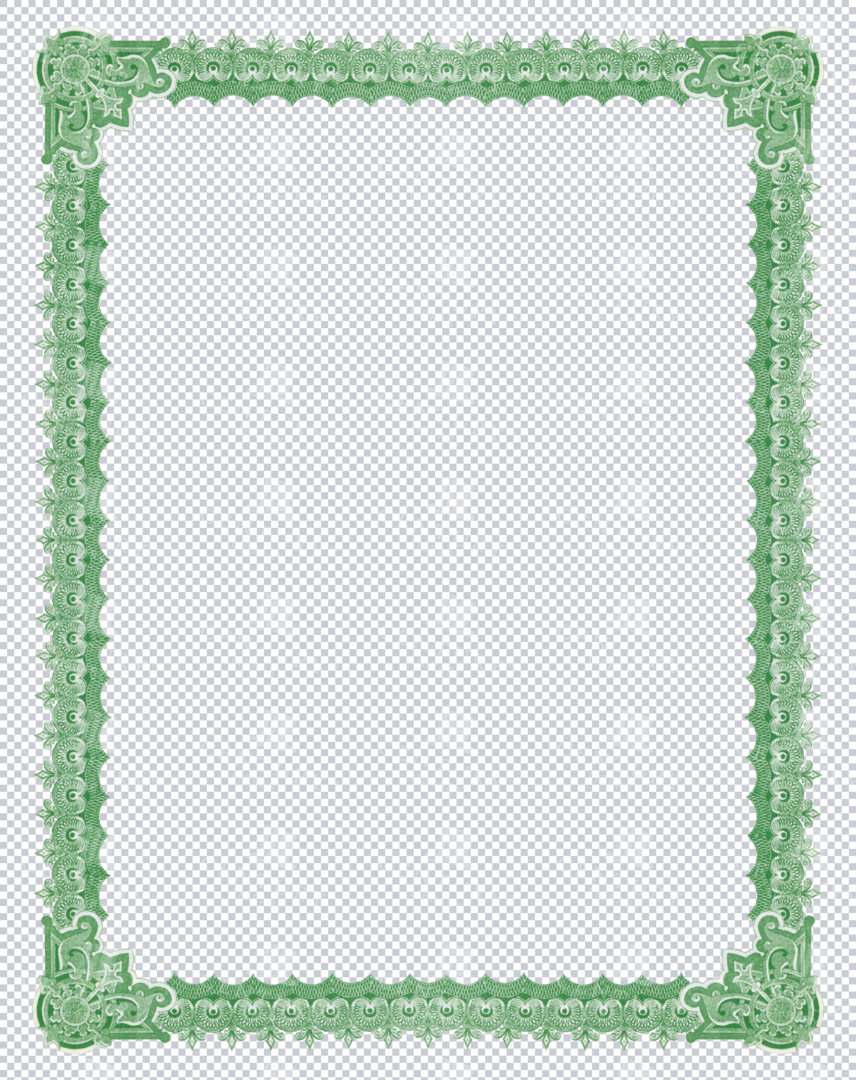 Green Decorative Certificate Border With Victorian Corners