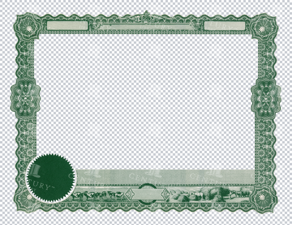 Vintage Ornate Green Certificate Border With Emblem And Decorative Corners