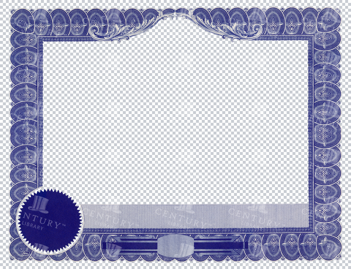 Vintage Blue Certificate Border With Emblem And Detailed Decorative Elements