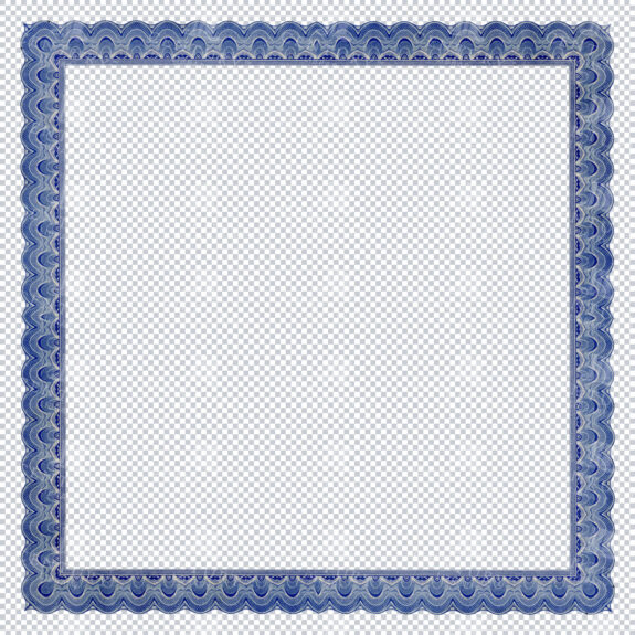 Blue Ornate Square Border Frame
