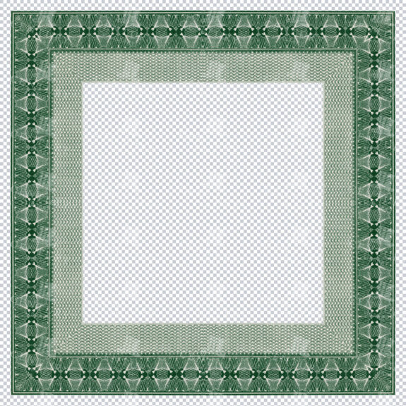 Green Intricate Square Frame With Ornate Border Patterns For Decorative Use
