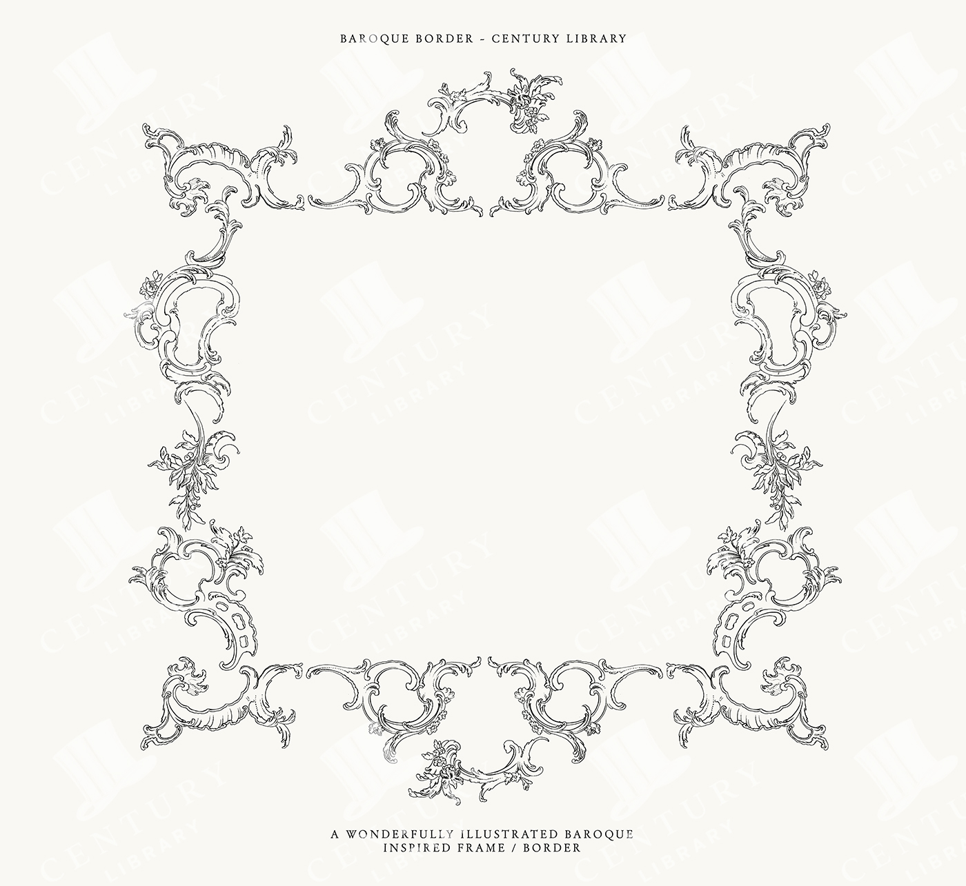 Baroque Inspired Frame Line Art Illustration
