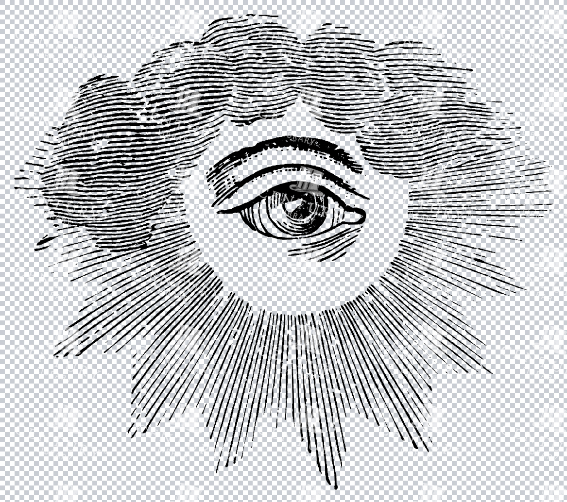 An Isolated Png Illustration Of An Eye In The Clouds With Sun Burst Lines