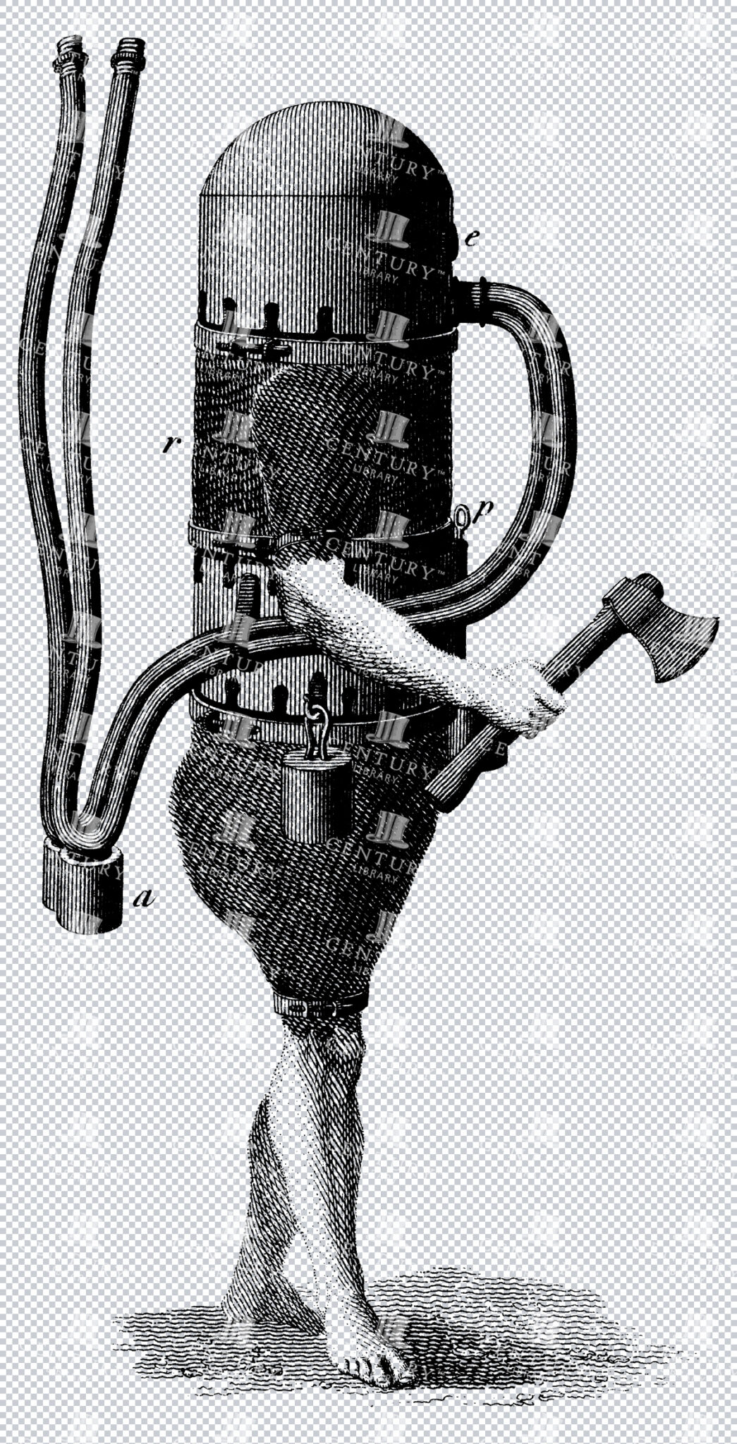 Klingert's Diving Machine Diving Suit Antique Vintage Isolated Png Lineart