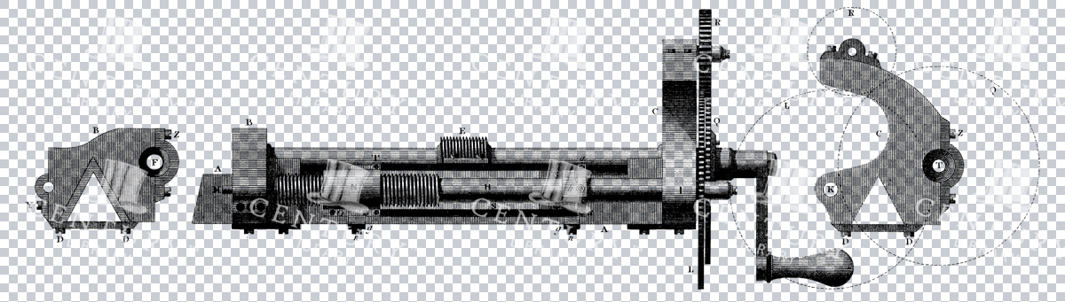 Mechanical Blueprint Of An Engine Line Art Illustration