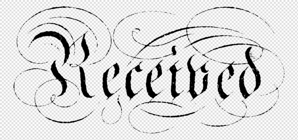 Antique Flourished "Received" Stamp – Ornate Vintage Overlay