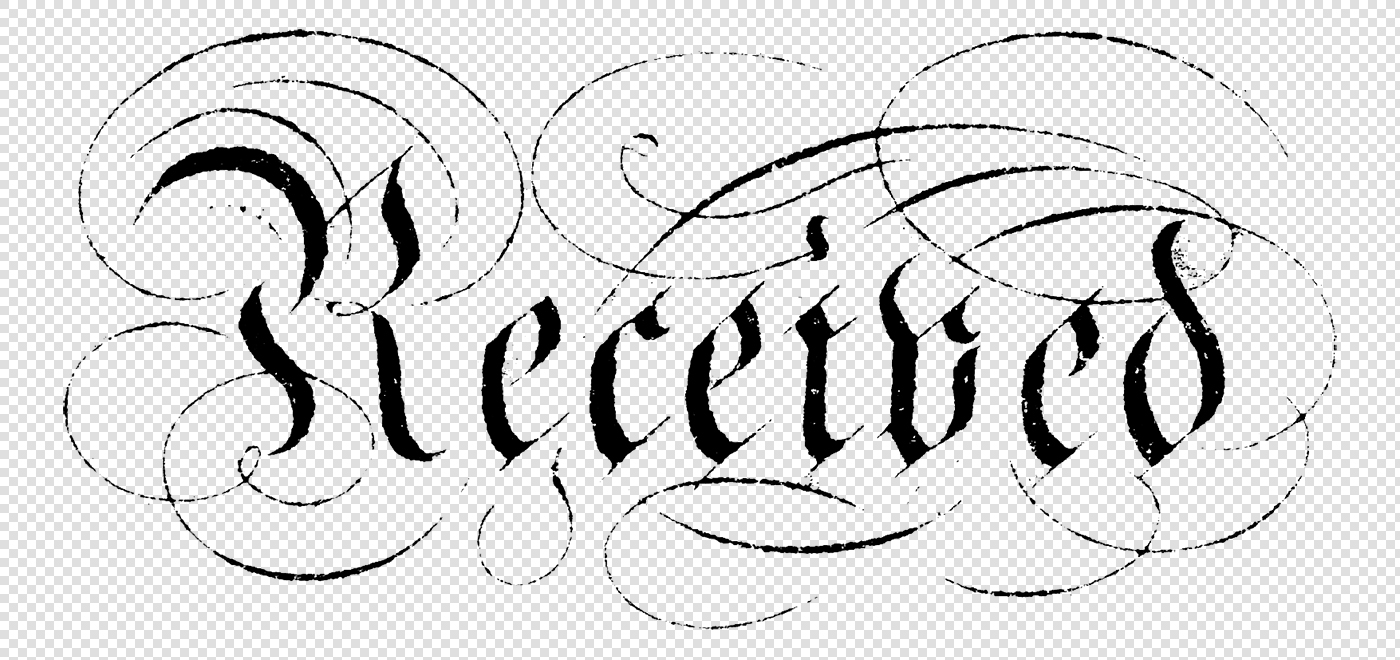 Antique Flourished "Received" Stamp – Ornate Vintage Overlay