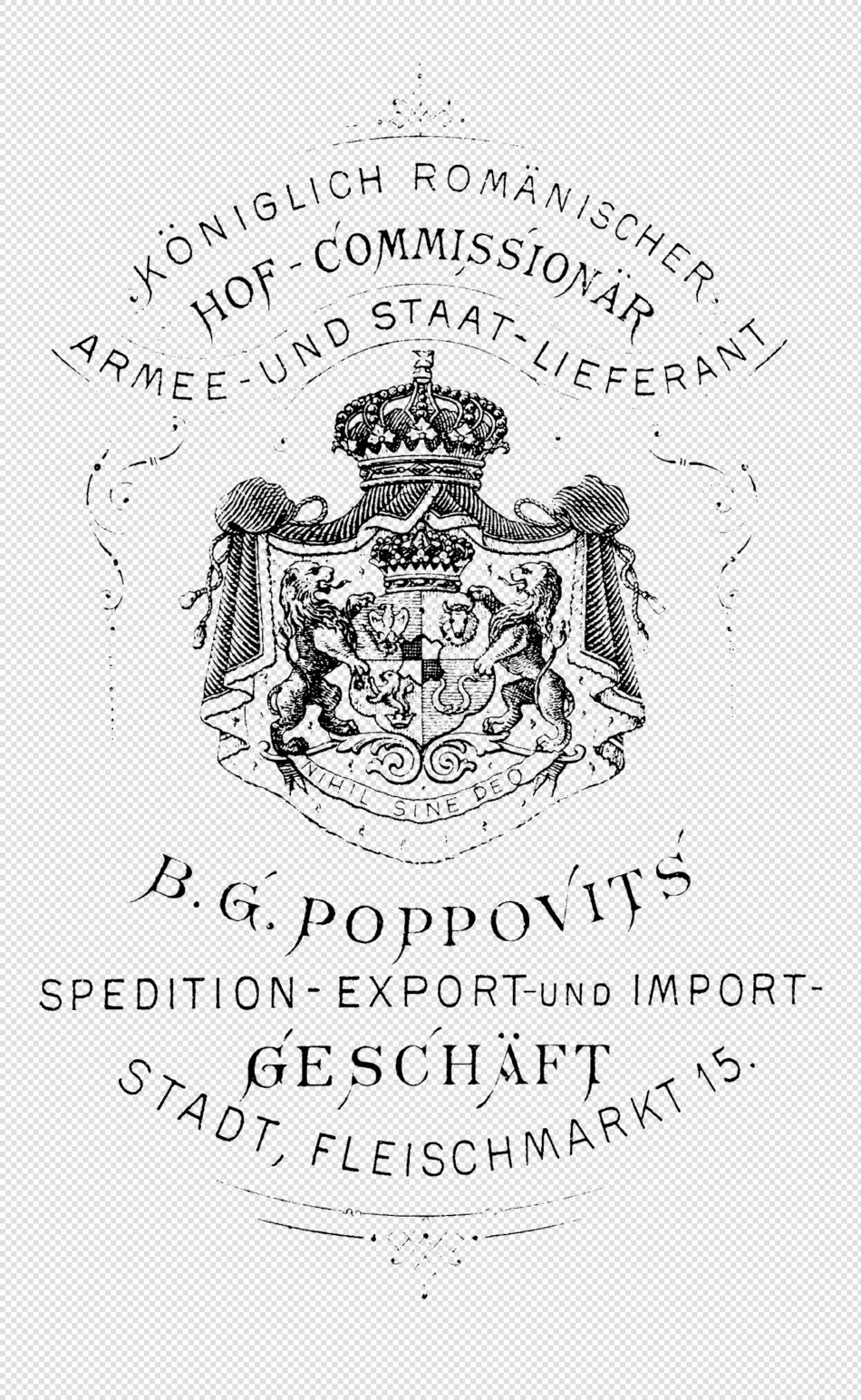 Heraldic Crest with Printed German Text – Decorative Ornamental Overlay