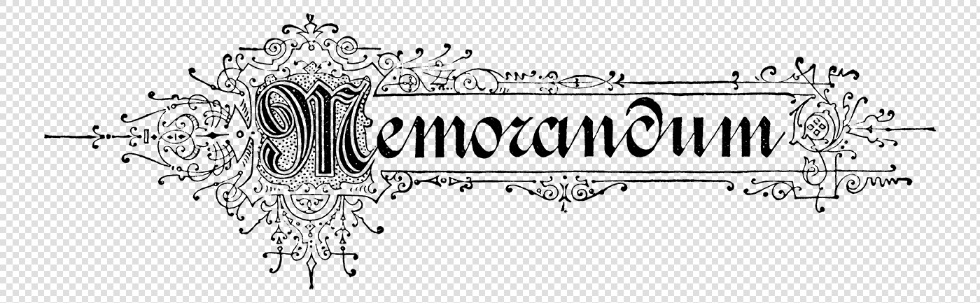 Decorative Memorandum Title Text with Embellished Capital M