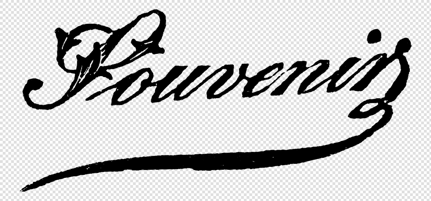 Decorative Script Typography Spelling “Souvenirs” – Vintage Style