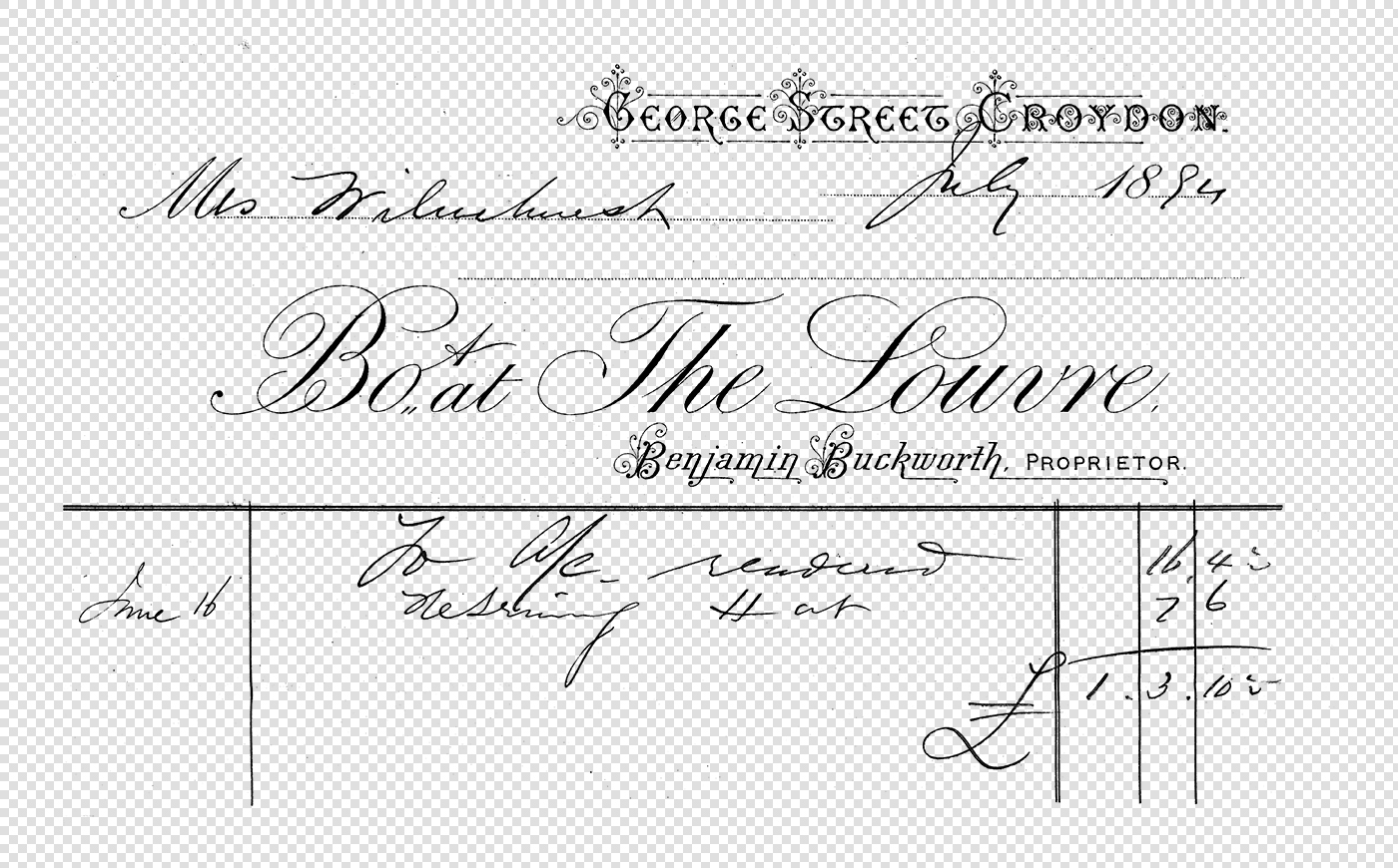 Antique Invoice Featuring Decorative Edwardian Script & Handwriting