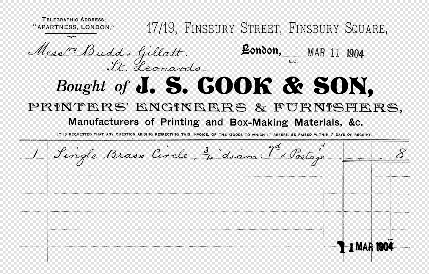 Vintage Printer's Invoice – Antique 1904 Receipt with Ornate Typography