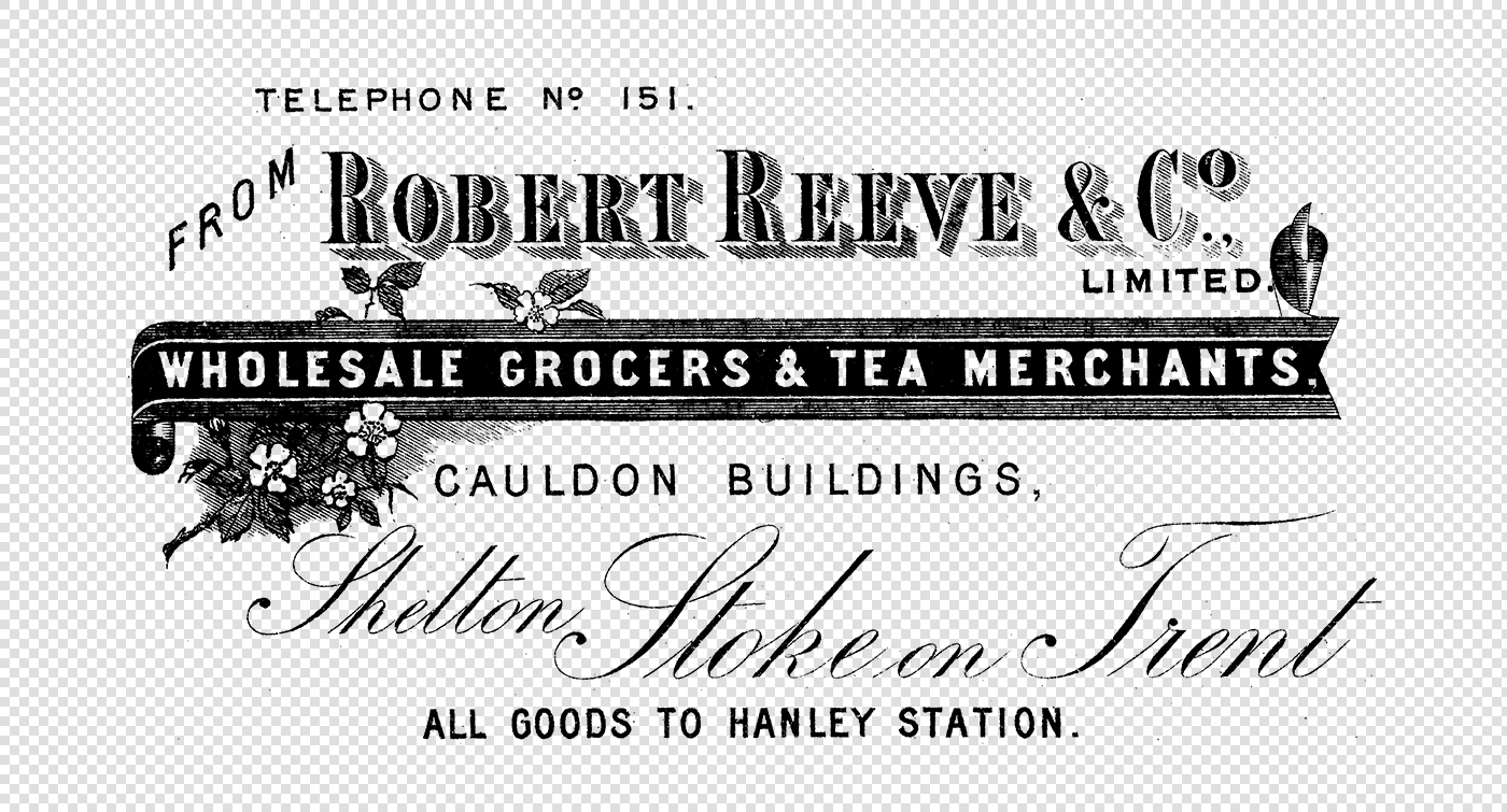 Vintage Wholesale Grocers & Tea Merchants Advertisement – Ornate Typography & Floral Design