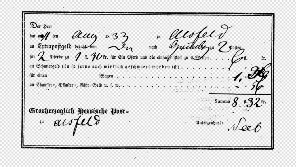 Antique German Tax Receipt – Handwritten & Stamped Financial Document (1833)