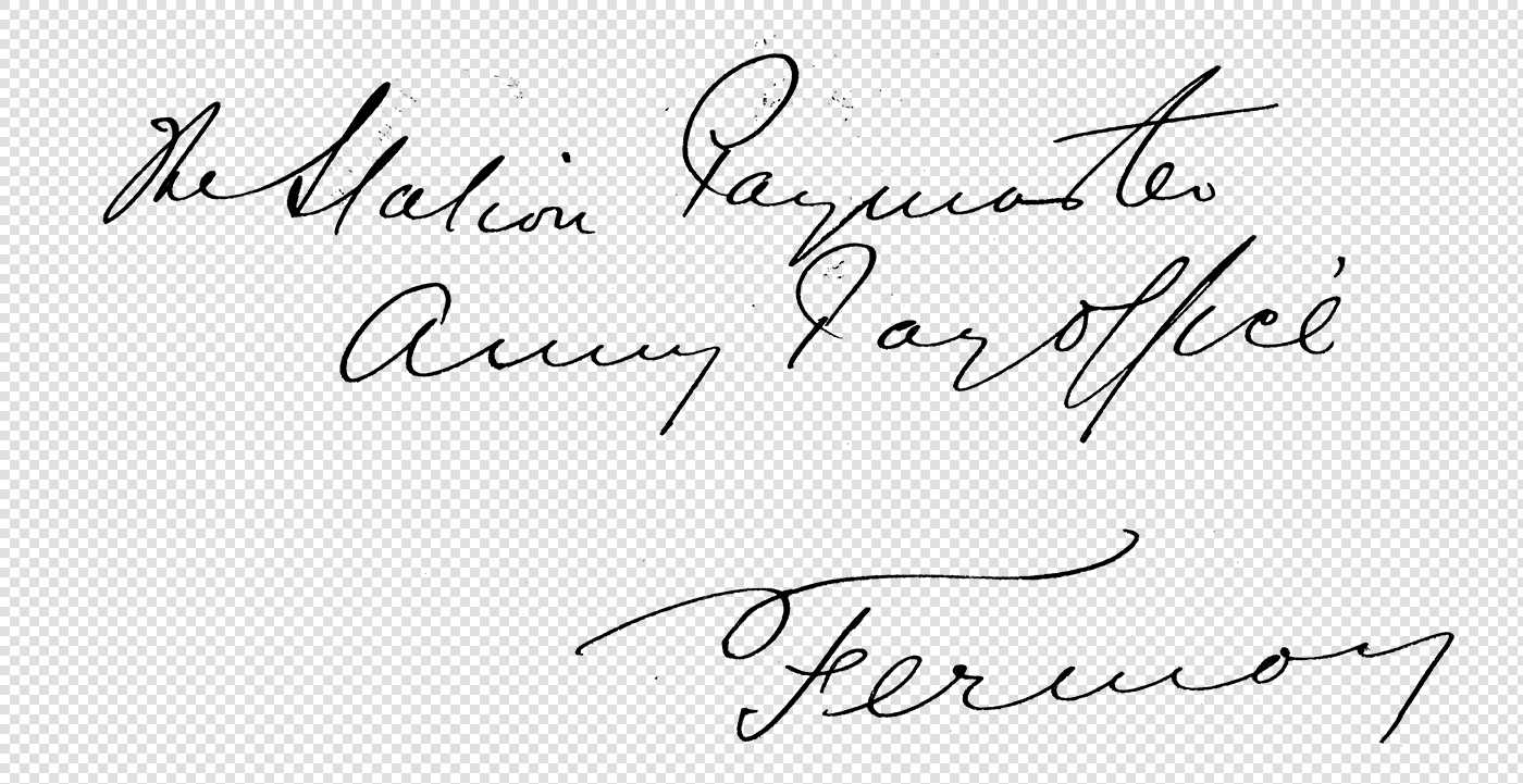 Faded Decorative Calligraphy Sample from Vintage Envelope (Transparent Background)