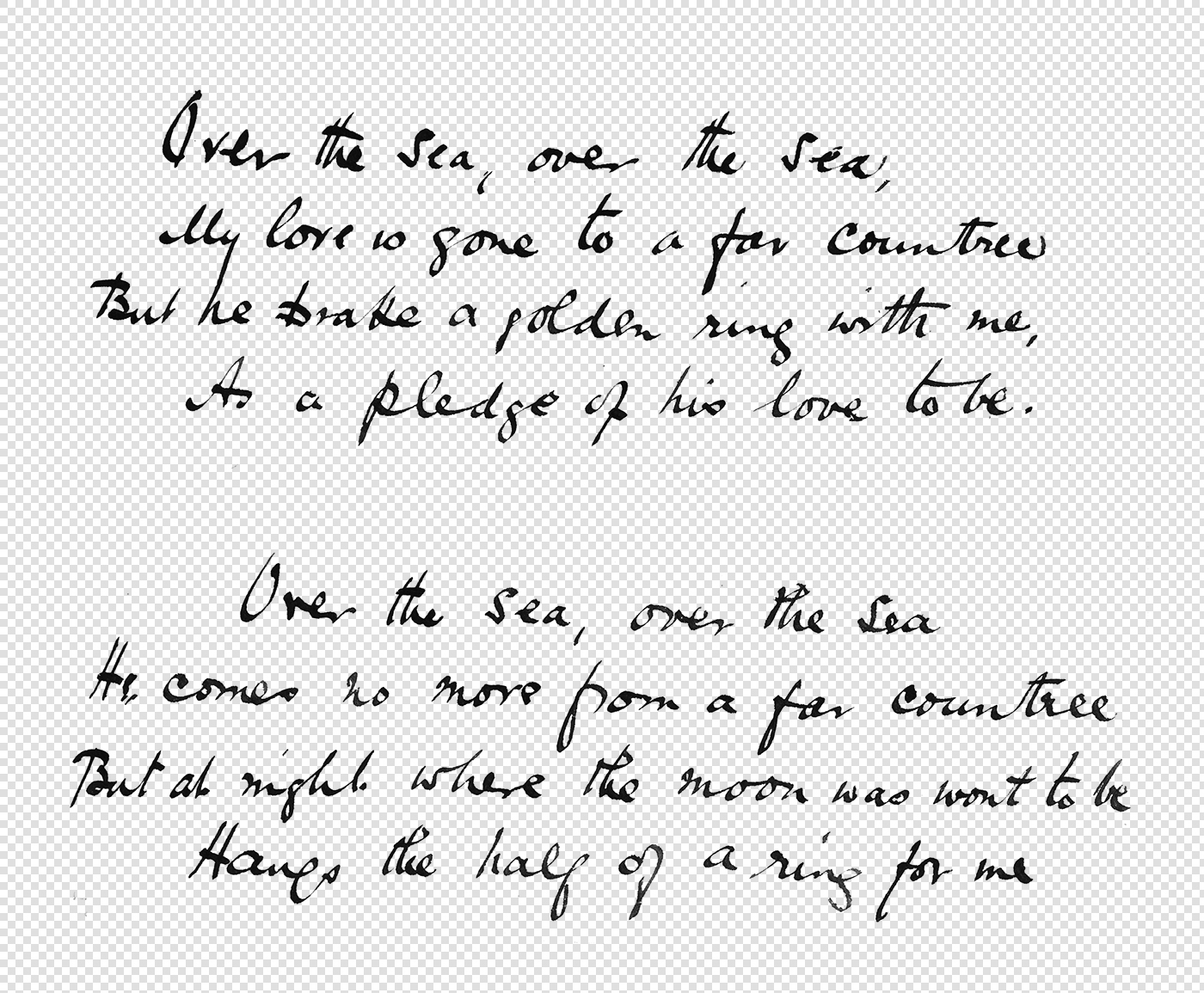 Vintage Handwritten Poem - Transparent PNG