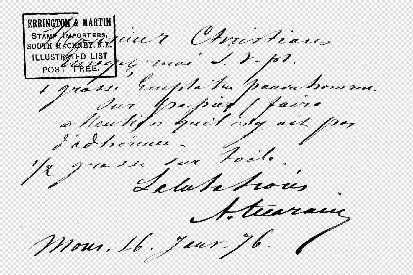 Vintage Calligraphy Sample with Stamp Importers Seal - Transparent PNG