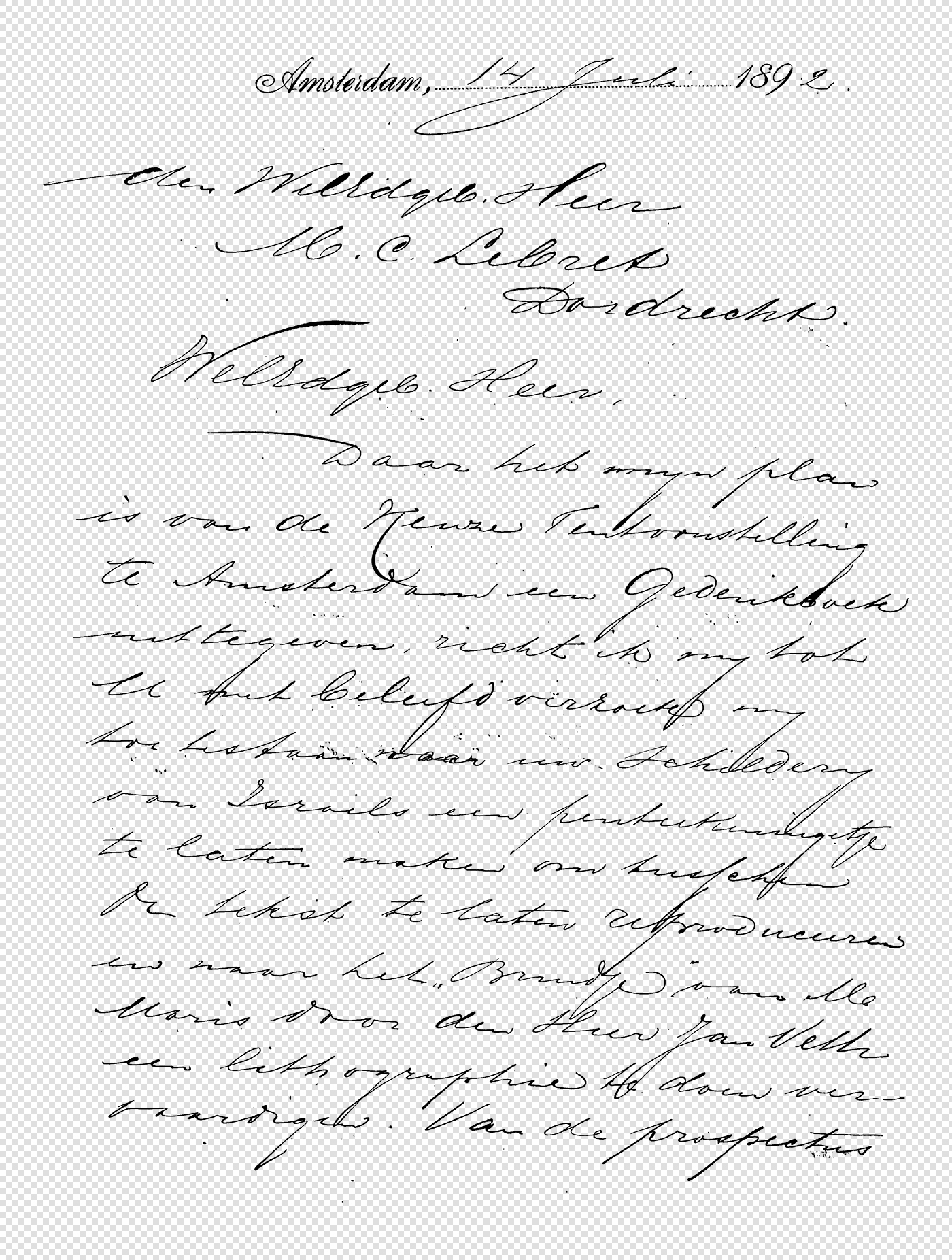 Handwritten Note with Transparent Background