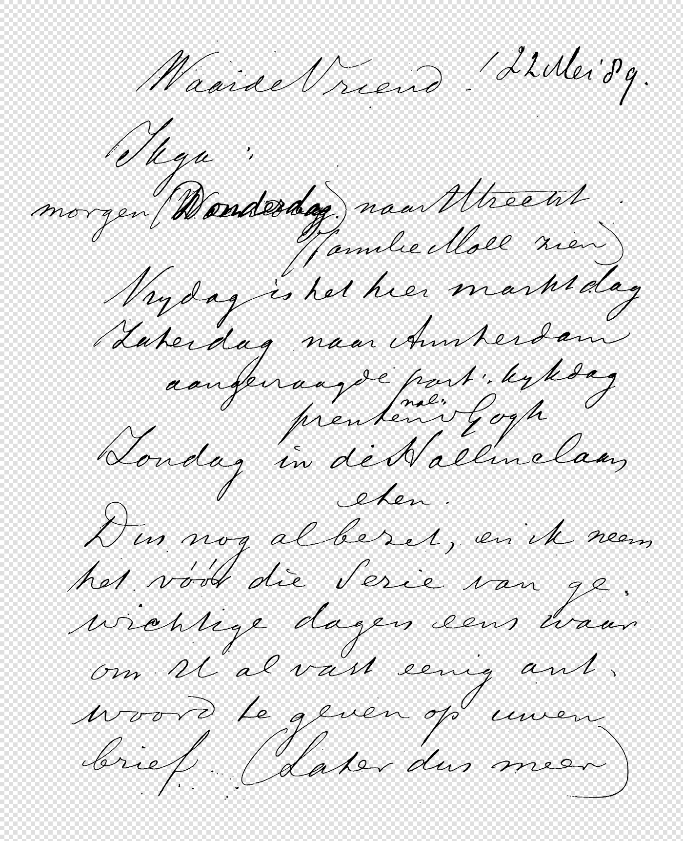 Handwritten Note with Transparent Background