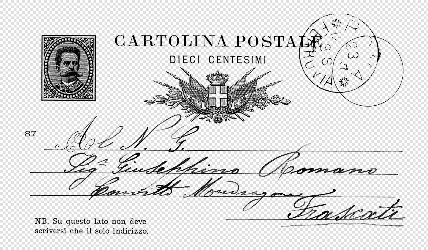 Italian Postcard Design with Decorative Handwriting