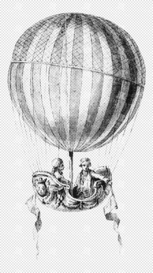 Elegant Hot Air Balloon with Two Passengers in a Decorative Gondola