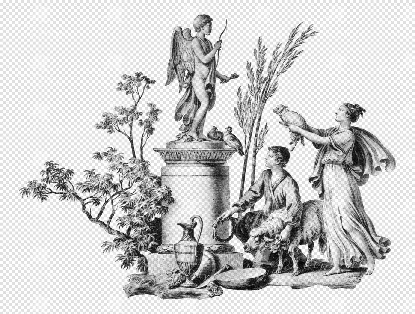 Classical Offering Scene with Cherub