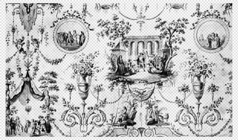 Toile De Jouy Print with Rococo Figures