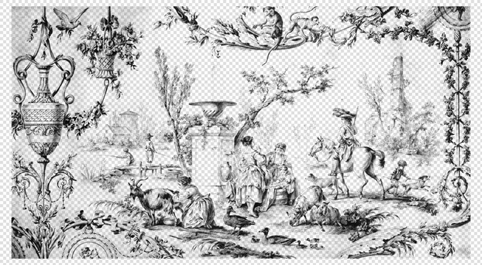 Toile De Jouy Paper with Elegant Figures
