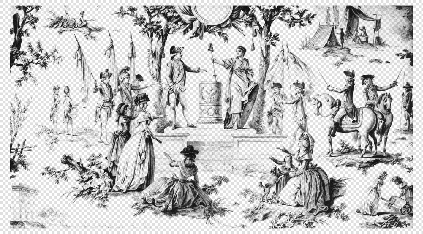 Toile De Jouy Print Depicting Soldiers