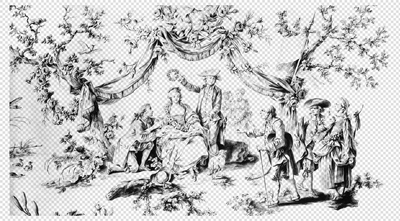 Elegant Toile De Jouy Print with Aristocrats