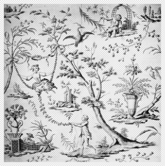 Elegant Toile De Jouy Background with Swinging Figures