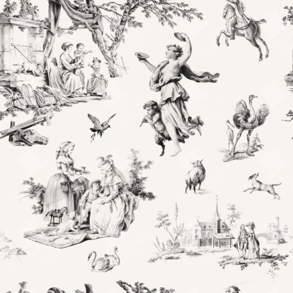 Toile De Jouy Seamless Pattern – Black and White Vintage Countryside Design