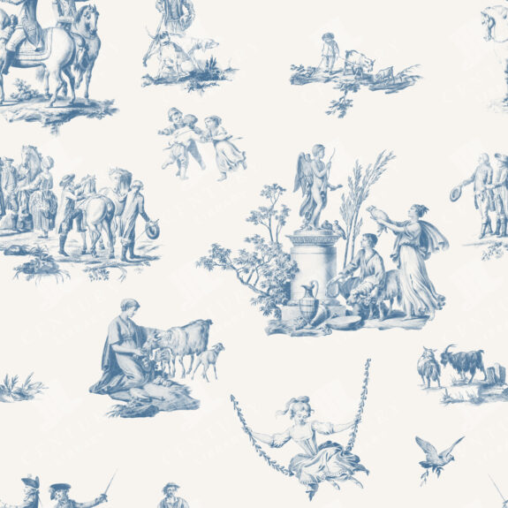 Toile De Jouy Seamless Pattern – Blue Variant Pastoral French Vintage Design