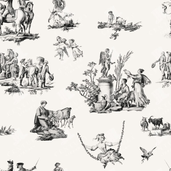 Toile De Jouy Seamless Pattern – Black and White Vintage Countryside Design